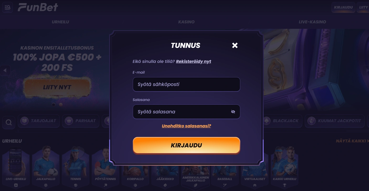 Funbet Ilmoittautuminen